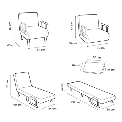 4-in-1 Schlafsessel Softfa InnovaGoods in Grau und Schwarz – Seitenansicht