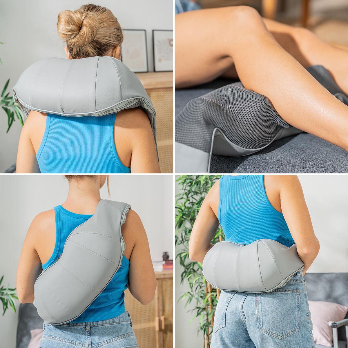 Wiederaufladbares Shiatsu-Massagegerät Pro Massatsu von InnovaGoods in Grau – Detailansicht