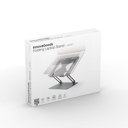 Zusammenklappbarer und verstellbarer Laptop-Ständer von InnovaGoods in Grau – Anwendungsansicht