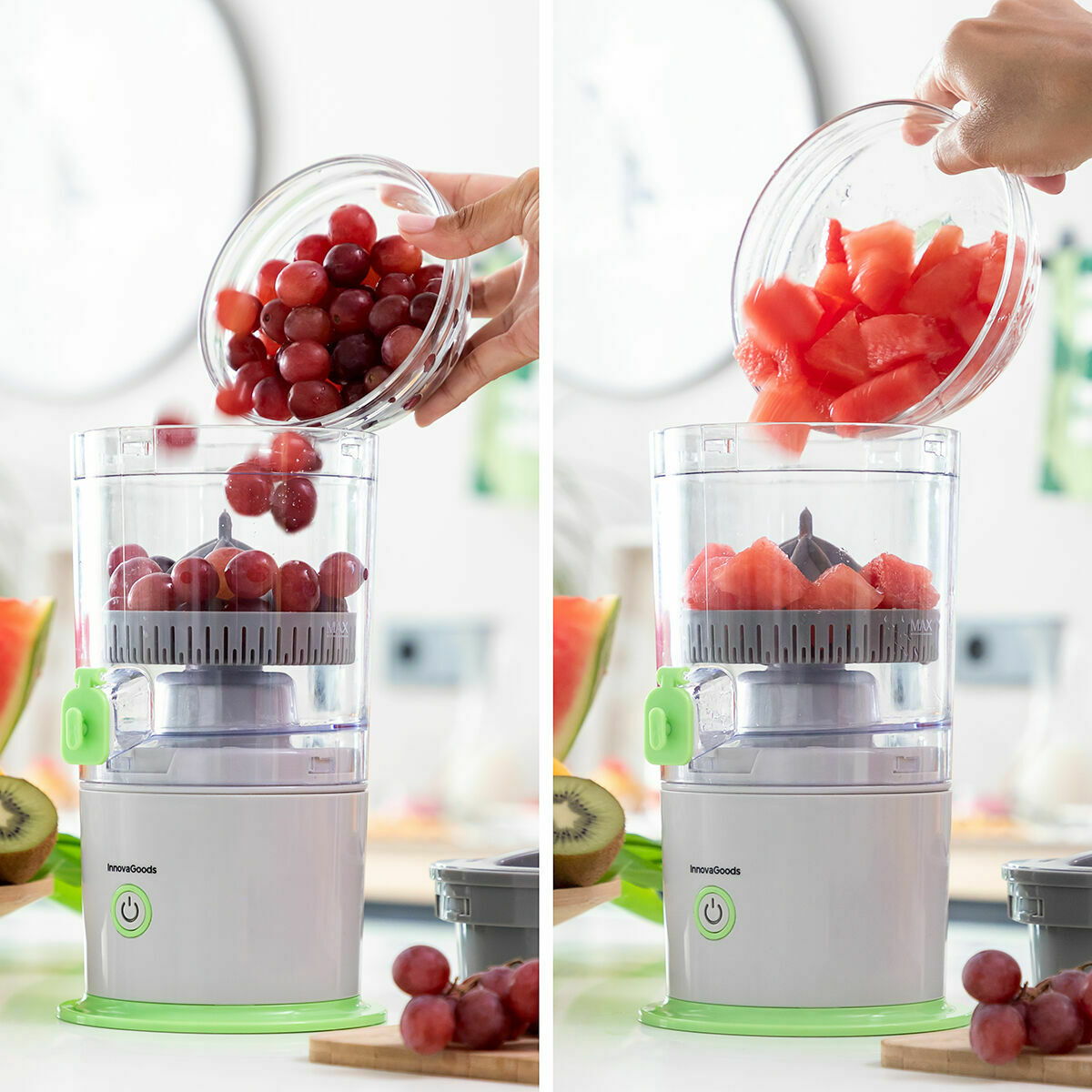InnovaGoods Juisso automatische wiederaufladbare Saftpresse grün grau – Ansicht 7