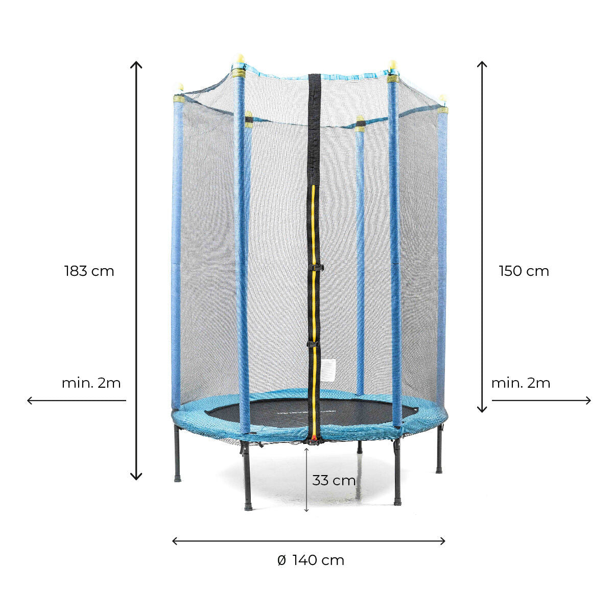 Kindertrampolin Zuply von InnovaGoods mit Sicherheitsnetz in Blau und Schwarz – Ansicht 7
