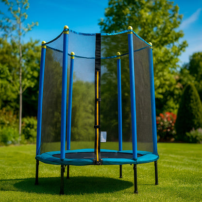 Kindertrampolin Zuply von InnovaGoods mit Sicherheitsnetz in Blau und Schwarz – Produktansicht