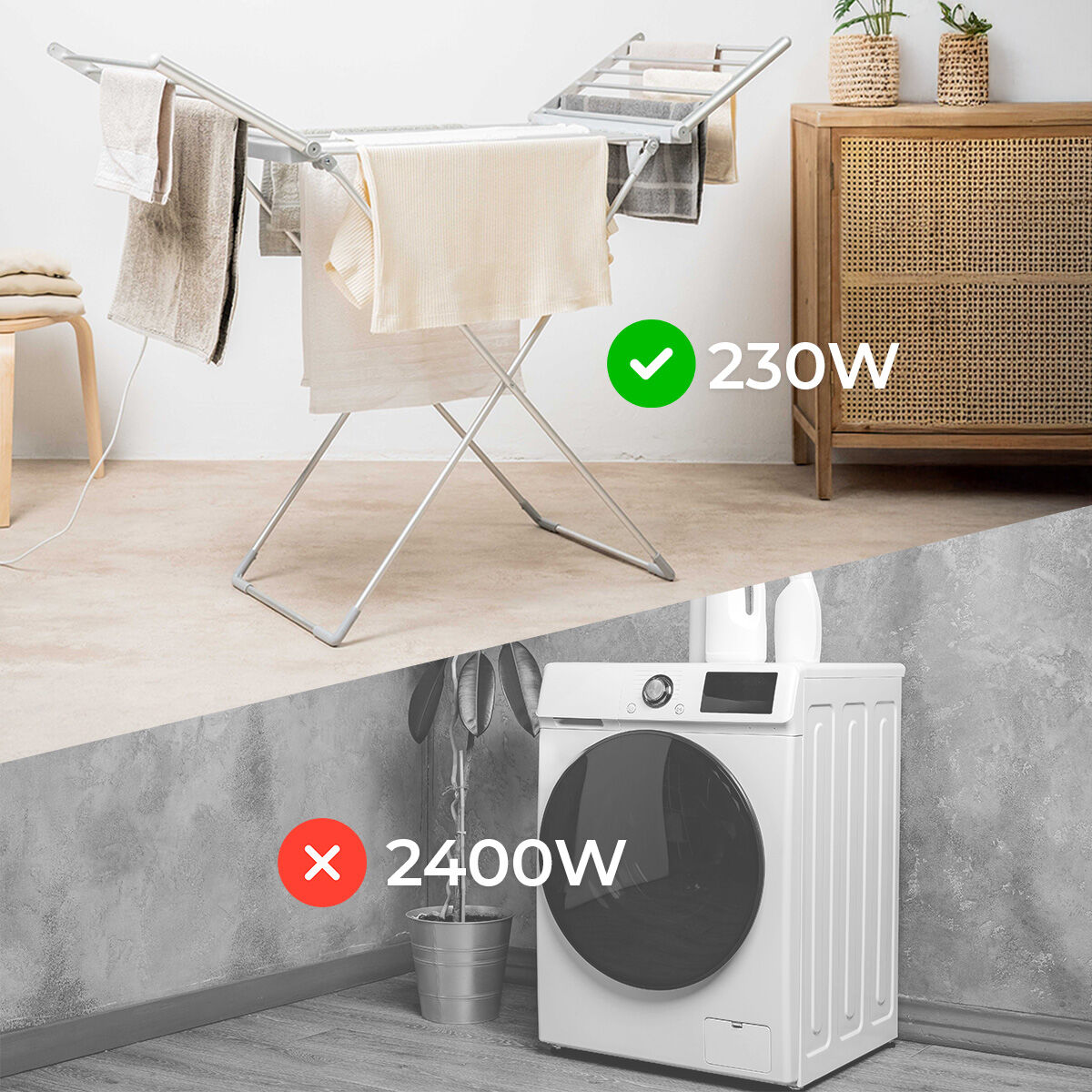 InnovaGoods Warmmat elektrischer Wäscheständer mit 20 beheizten Stäben, faltbaren Flügeln und Touch-Bedienfeld – Ansicht 7