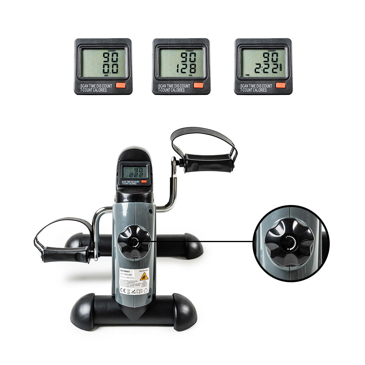 Statischer Pedaltrainer Velora 2100 für Arme und Beine mit rutschfester Matte von InnovaGoods – Rückansicht