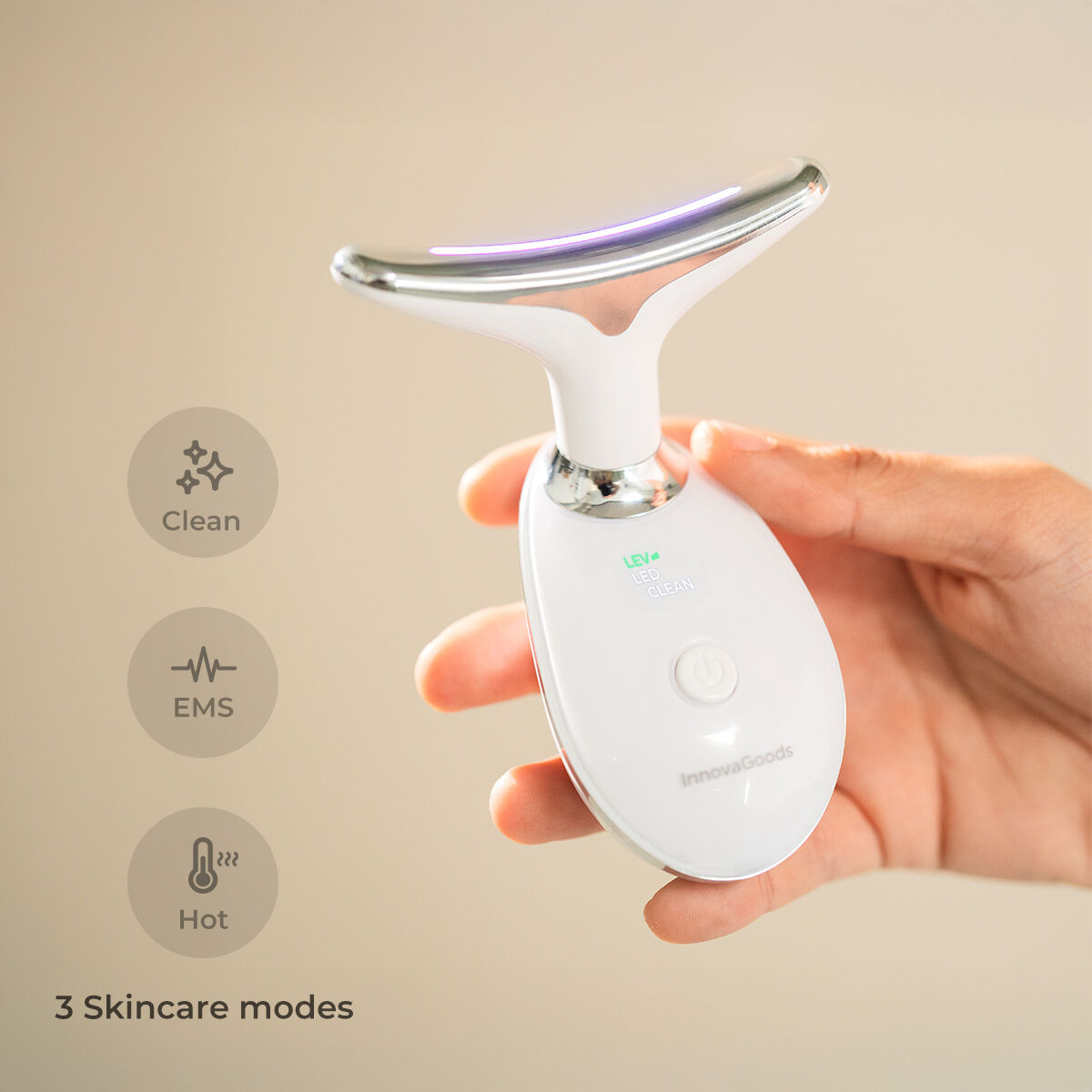 Elektrischer Gesichtsfestiger für Gesicht und Hals mit LED, EMS und Wärme Selora InnovaGoods