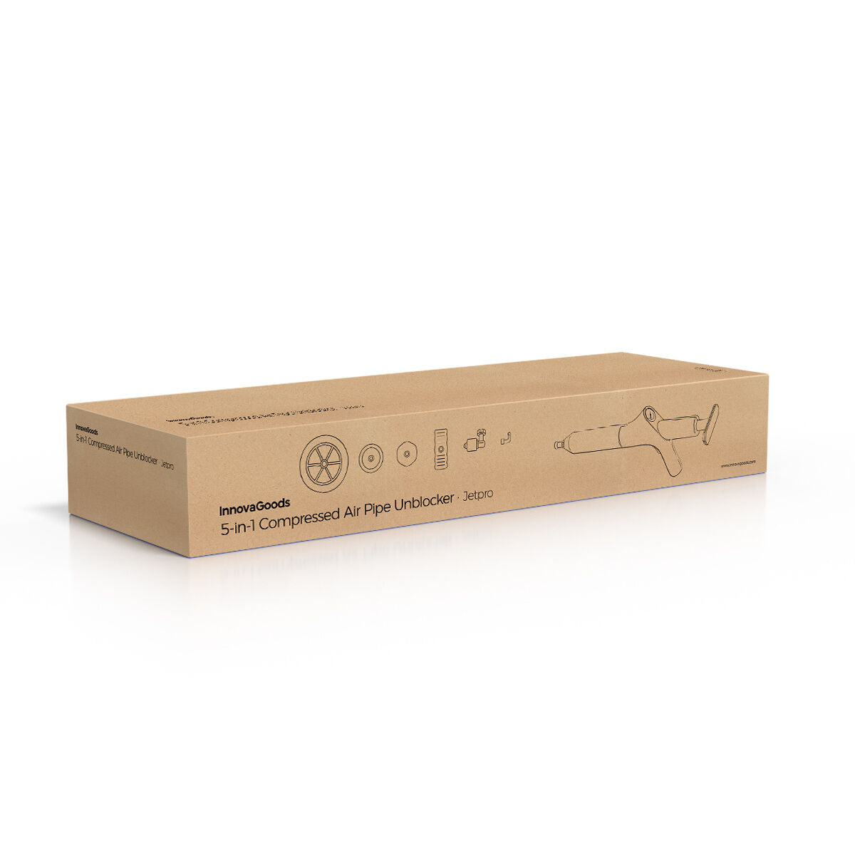 Hochdruck-Druckluftpömpel Jetpro InnovaGoods mit Manometer und Zubehör – Detailansicht