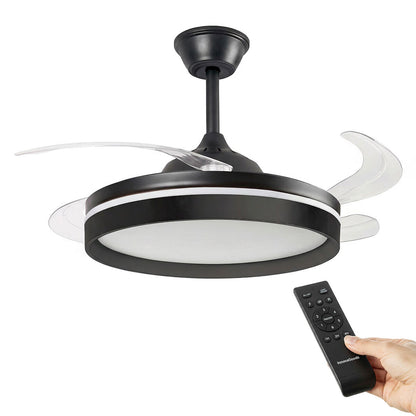 InnovaGoods Deckenventilator mit LED-Licht, 4 einziehbaren Flügeln und Fernbedienung – Seitenansicht
