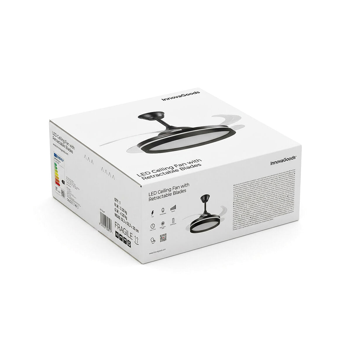 InnovaGoods Deckenventilator mit LED-Licht, 4 einziehbaren Flügeln und Fernbedienung – Detailansicht