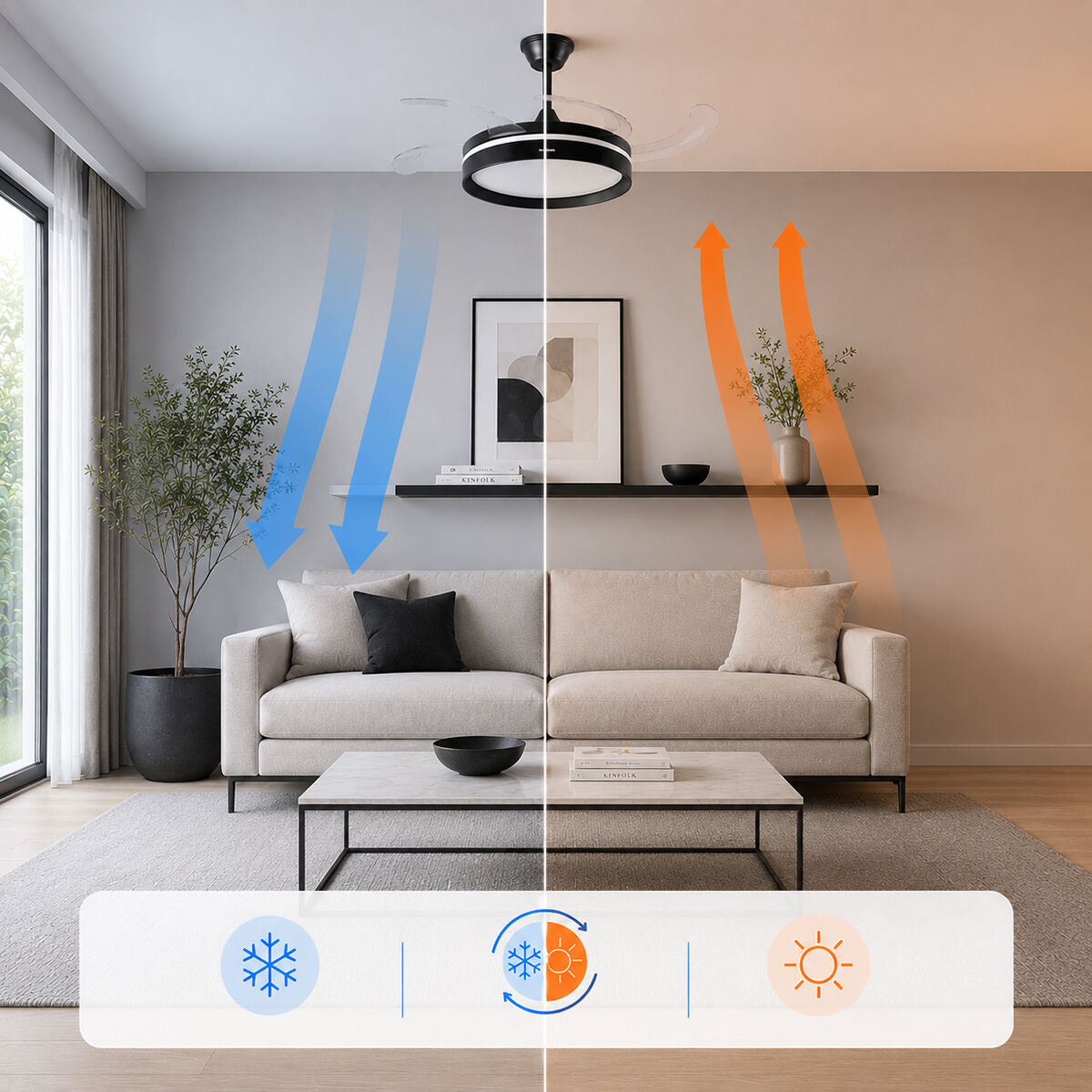 InnovaGoods Deckenventilator mit LED-Licht, 4 einziehbaren Flügeln und Fernbedienung – Verpackung