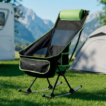 InnovaGoods Faltbarer 2-in-1 Camping-Schaukelstuhl mit Nackenkissen und Tragetasche – Produktansicht