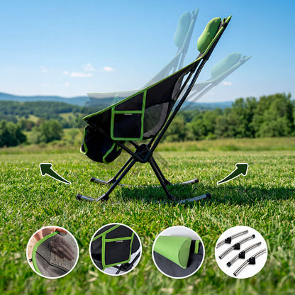 InnovaGoods 2-in-1 faltbarer Camping-Schaukelstuhl mit Kissen und Tragetasche – Anwendungsansicht