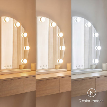 Runder LED-Schminkspiegel Hollywood Gloette von InnovaGoods mit 9 Glühbirnen – Ansicht 8