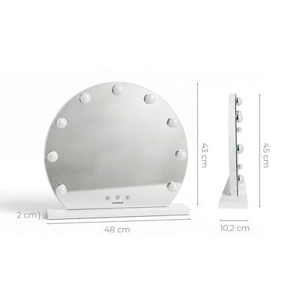 Runder LED-Schminkspiegel Hollywood Gloette von InnovaGoods mit 9 Glühbirnen – Rückansicht