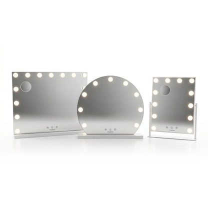 Runder LED-Schminkspiegel Hollywood Gloette von InnovaGoods mit 9 Glühbirnen – Seitenansicht