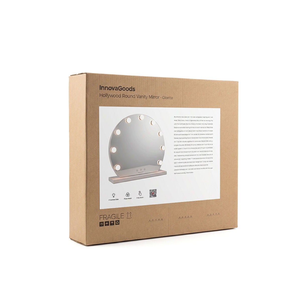 Runder LED-Schminkspiegel Hollywood Gloette von InnovaGoods mit 9 Glühbirnen – Detailansicht