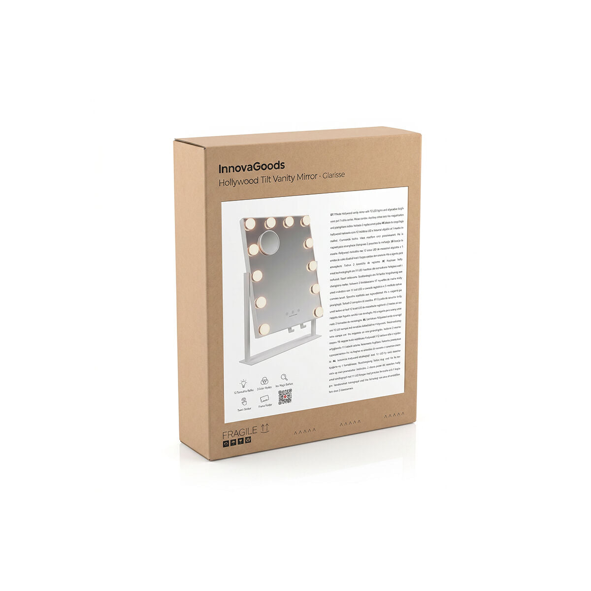 InnovaGoods Glarisse LED-Schminkspiegel Hollywood weiss mit 12 Lampen – Detailansicht