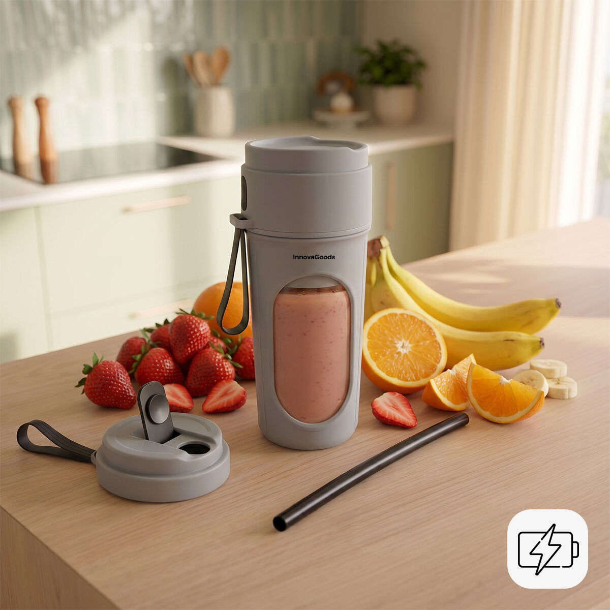 Tragbarer Wellsy Standmixer mit Akku von InnovaGoods, 450 ml – Produktansicht