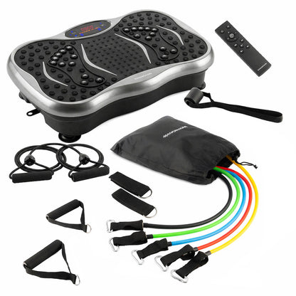 Vibrationsplatte Pack mit Lautsprecher, Fernbedienung und Widerstandsbändern mit Übungsanleitung InnovaGoods – Produktansicht