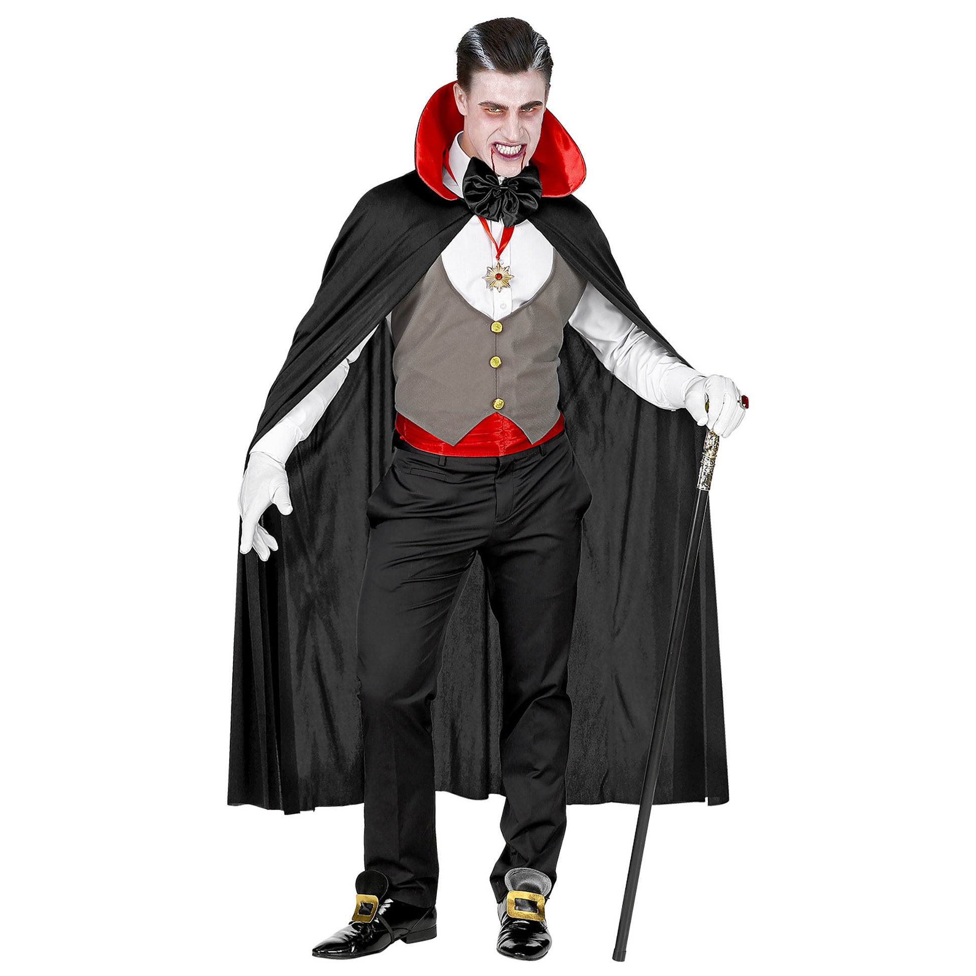 "VAMPIR" (Weste, Kummerbund, Fliege, Kette mit Medaillon, Handschuhe, Umhang) – Ansicht 3
