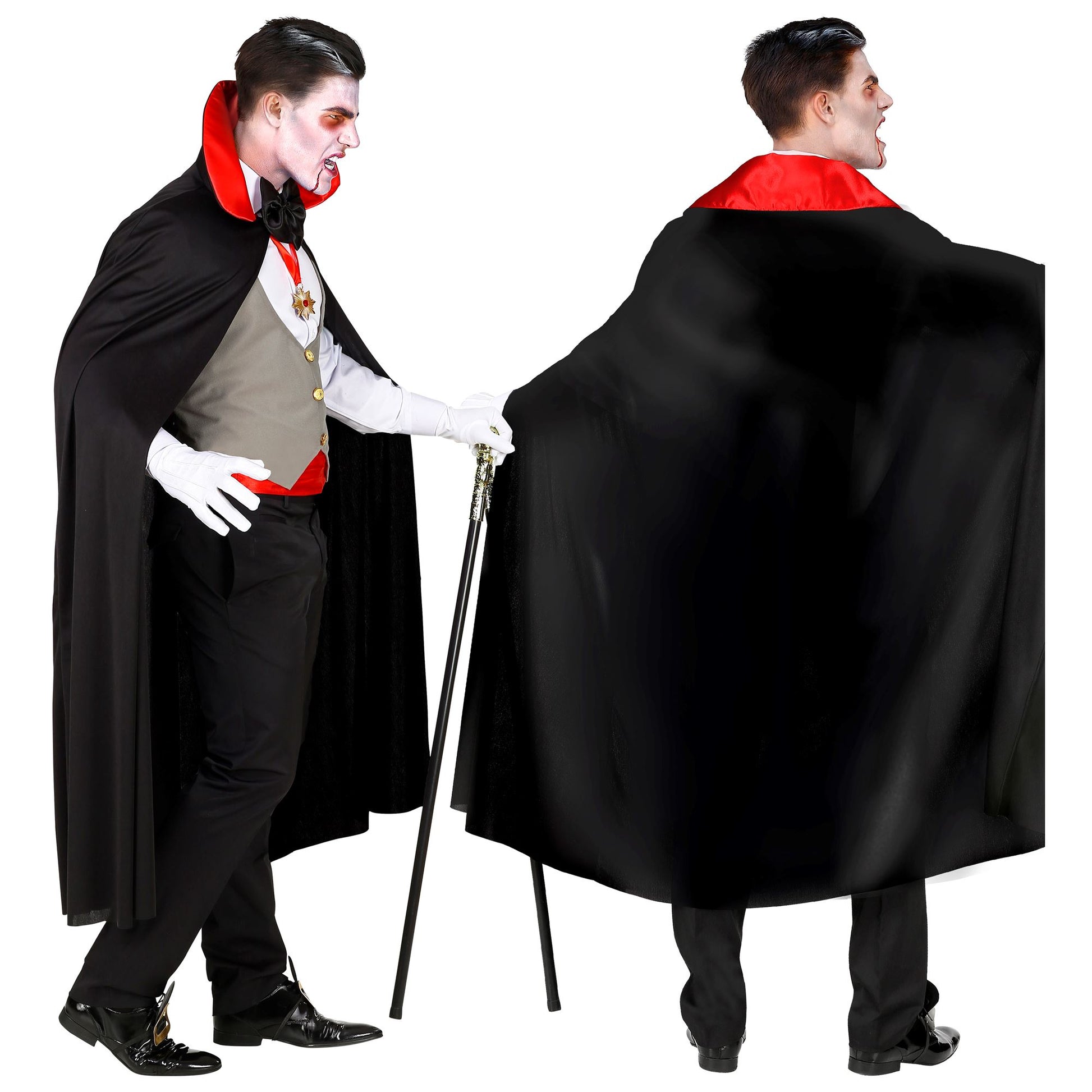 "VAMPIR" (Weste, Kummerbund, Fliege, Kette mit Medaillon, Handschuhe, Umhang) – Ansicht 4