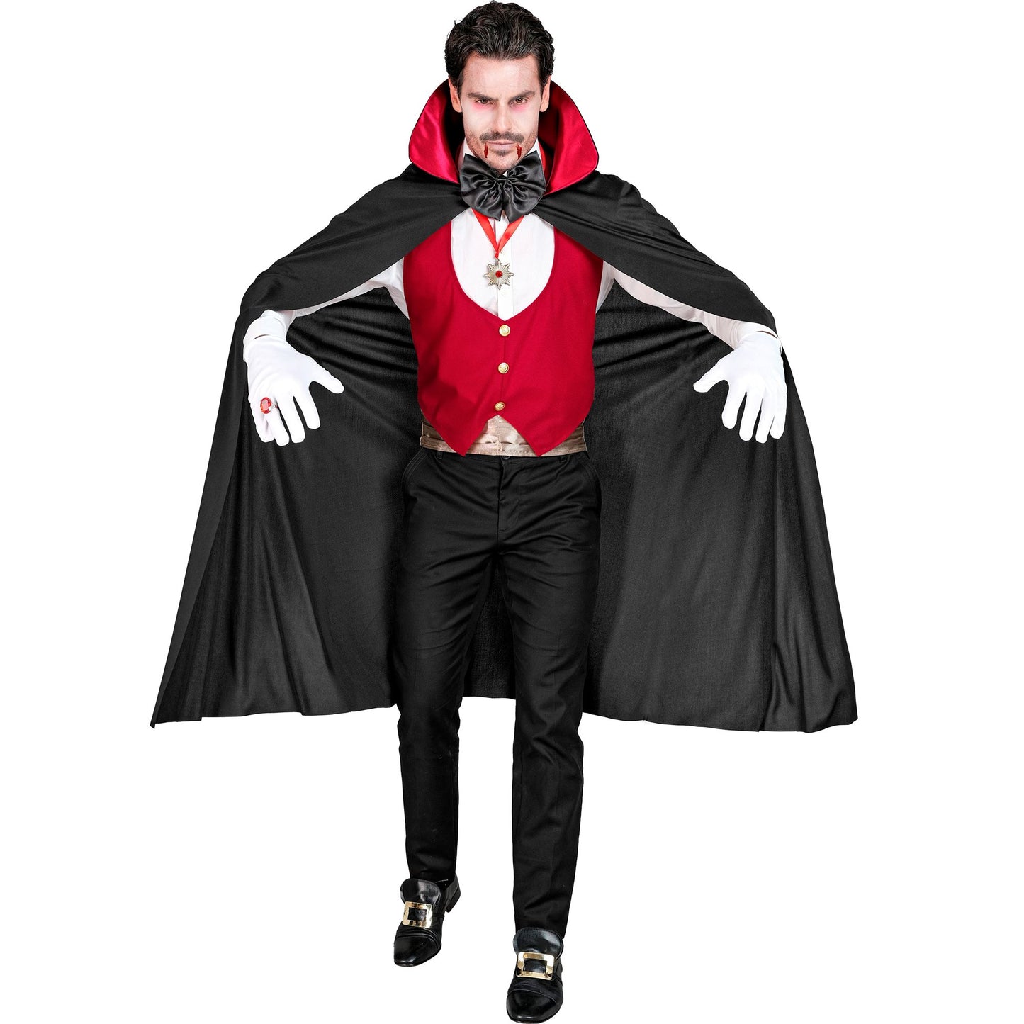 "VAMPIR" (Weste, Kummerbund, Fliege, Kette mit Medaillon, Handschuhe, Umhang) – Ansicht 3