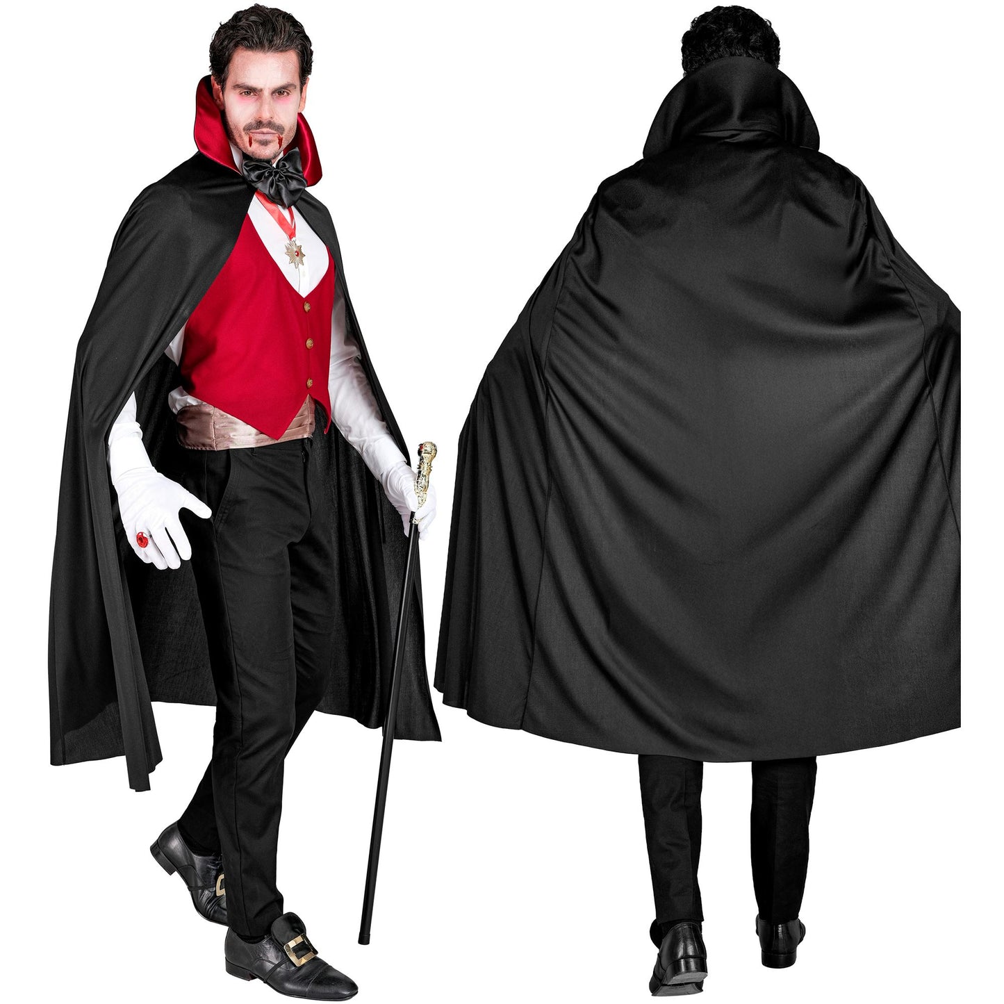 "VAMPIR" (Weste, Kummerbund, Fliege, Kette mit Medaillon, Handschuhe, Umhang) – Ansicht 4