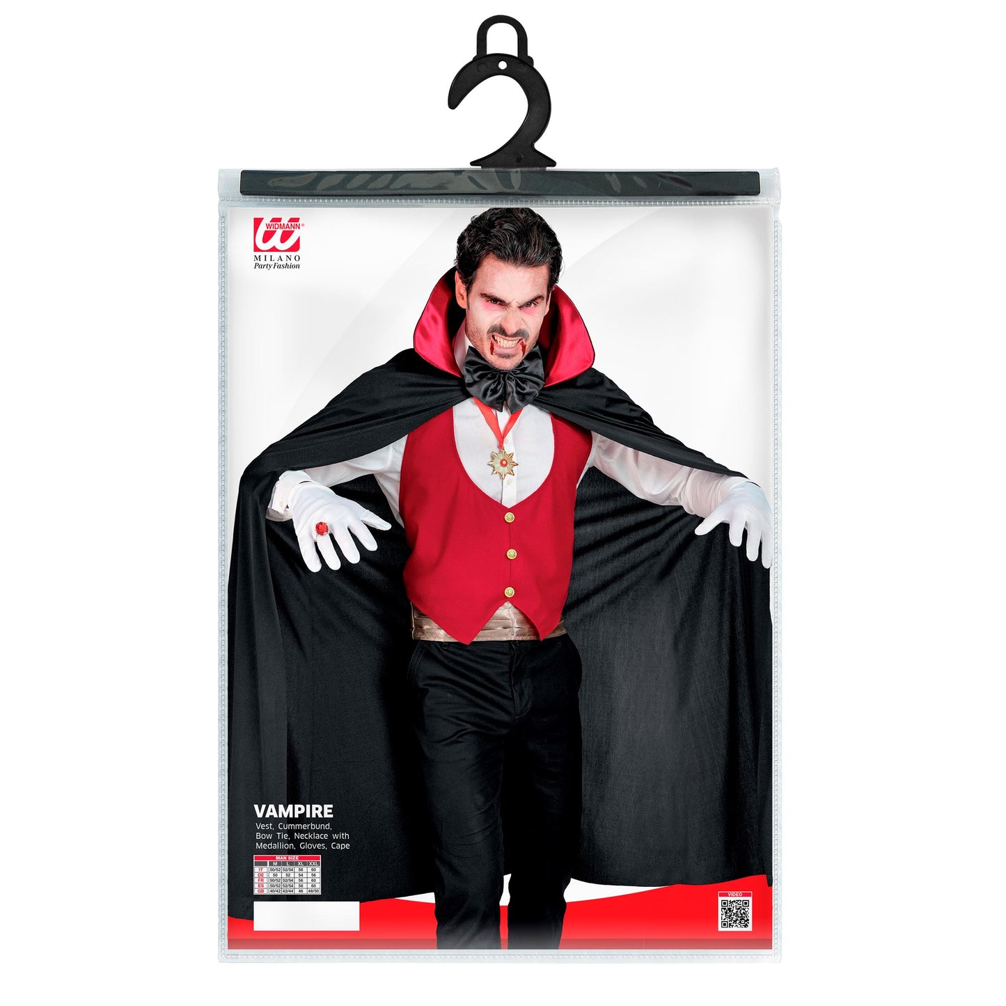 "VAMPIR" (Weste, Kummerbund, Fliege, Kette mit Medaillon, Handschuhe, Umhang) – Ansicht 5