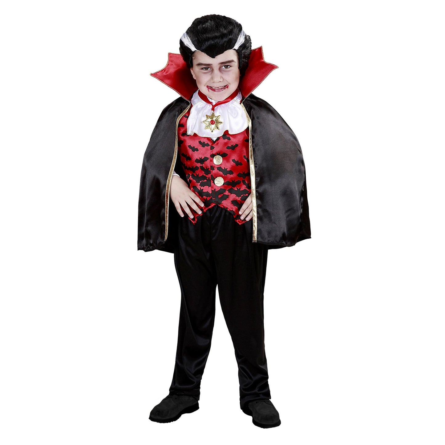 "VAMPIR" (Weste mit Jabot, Hose, Umhang) – Detailansicht