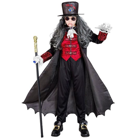 "VAMPIRE LORD" (Langer Mantel mit Weste und Jabot, Zylinder) – Vorderansicht