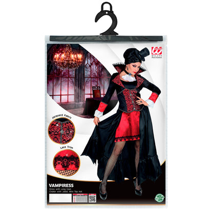 "VAMPIRESS" (Kleid mit langem Mantel, Halsband mit Jabot, Minihut) – Ansicht 5