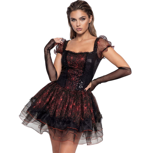 "VAMPIRESSA" (Kleid, fingerlose Handschuhe) – Vorderansicht
