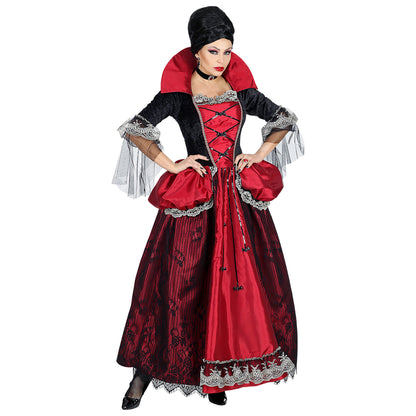"VAMPIRIN" (Kleid mit Unterrock & Reifrock, Halsband) – Vorderansicht