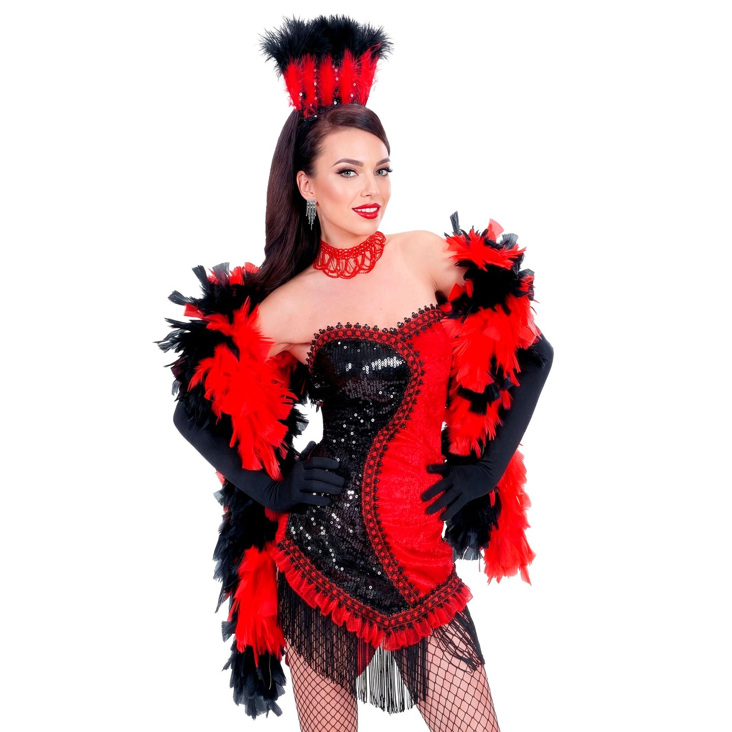 "VEGAS SHOWGIRL" (Kleid, Kopfbedeckung) – Vorderansicht