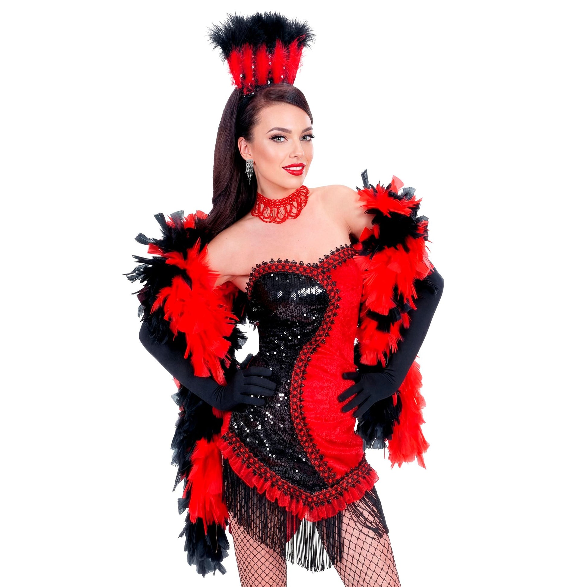 "VEGAS SHOWGIRL" (Kleid, Kopfbedeckung) – Vorderansicht