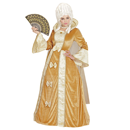 "VENEZIANISCHE EDELDAME" (Kleid mit Reifunterrock, Umhang) – Detailansicht