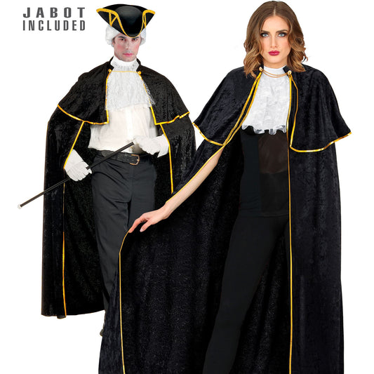 "VENEZIANISCHER UMHANG MIT JABOT" aus Samt - 142 cm – Vorderansicht