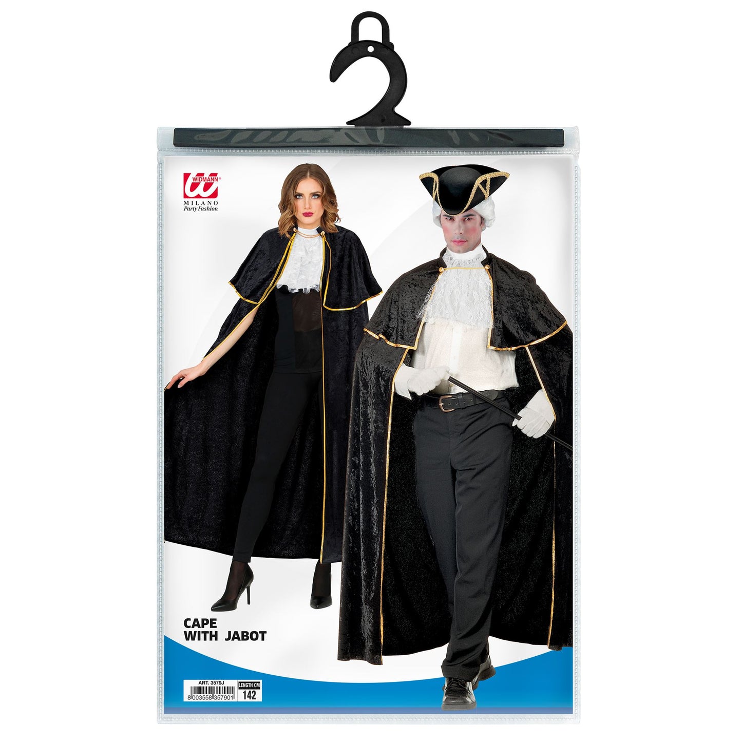 "VENEZIANISCHER UMHANG MIT JABOT" aus Samt - 142 cm – Detailansicht