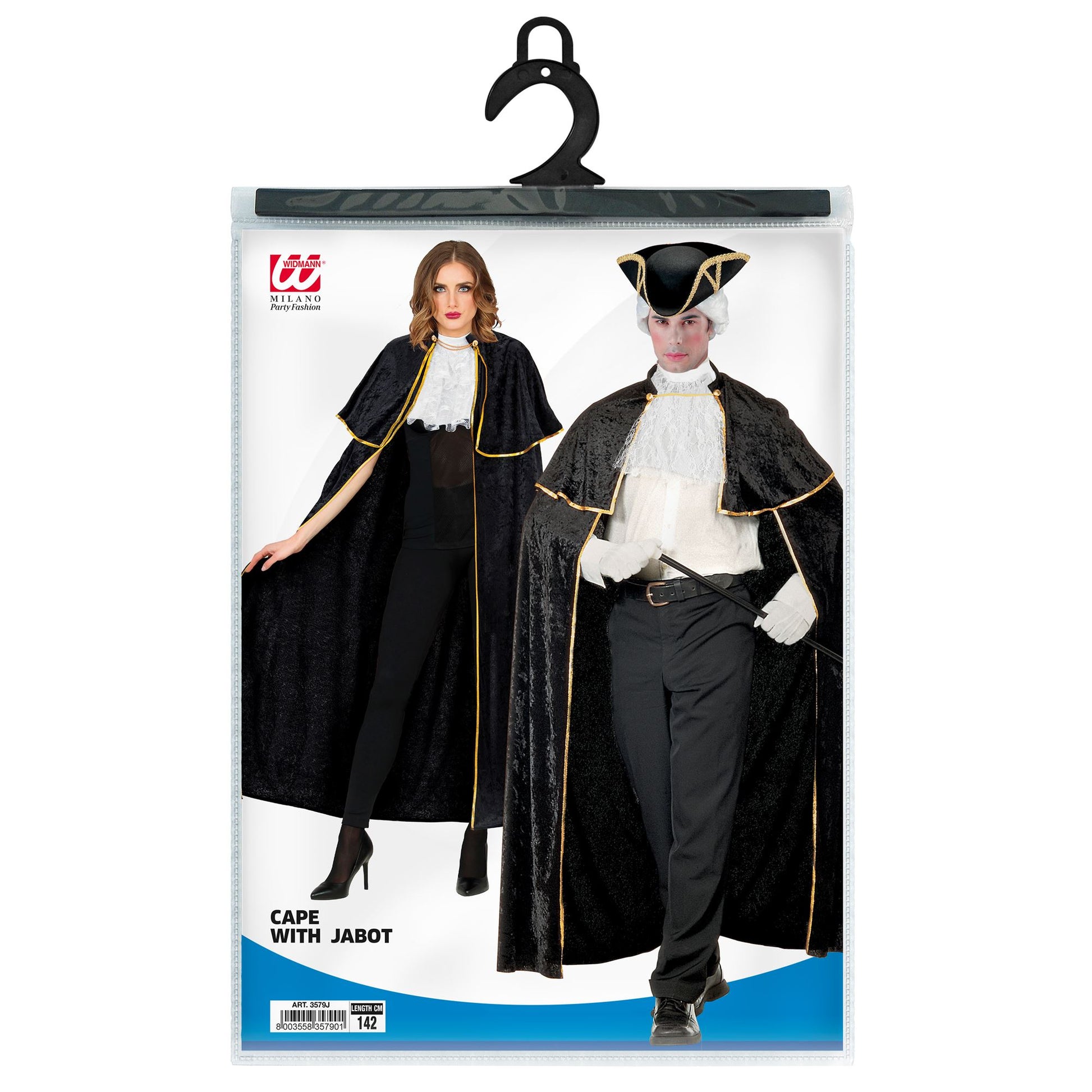"VENEZIANISCHER UMHANG MIT JABOT" aus Samt - 142 cm – Detailansicht