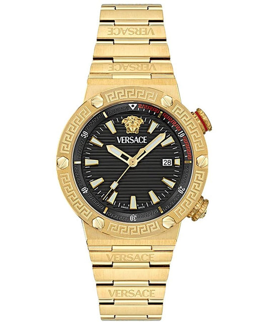 VERSACE GRECA LOGO 3H VE8G00624 Date Armbanduhr 43 mm Gold