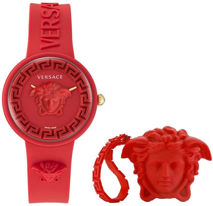 VERSACE Mod. MEDUSA POP + VERSACE RED SILICON PURSE VE6G00723 Only Time Armbanduhr 39 mm Rot