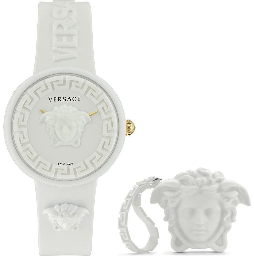 VERSACE Mod. MEDUSA POP + VERSACE WHITE SILICON PURSE VE6G00123 Only Time - Armbanduhr 39 mm Weiss