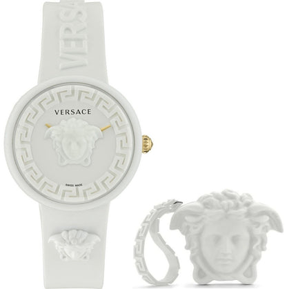 VERSACE Mod. MEDUSA POP + VERSACE WHITE SILICON PURSE VE6G00123 Only Time Armbanduhr 39 mm Weiss