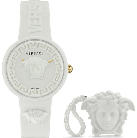 VERSACE Mod. MEDUSA POP + VERSACE WHITE SILICON PURSE VE6G00123 Only Time Armbanduhr 39 mm Weiss