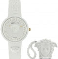 VERSACE Mod. MEDUSA POP + VERSACE WHITE SILICON PURSE VE6G00123 Only Time Armbanduhr 39 mm Weiss ansicht-3