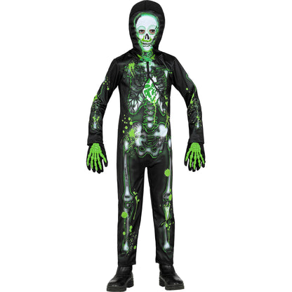"VERSEUCHTES SKELETT" (Overall, Maske mit Kapuze) – Vorderansicht