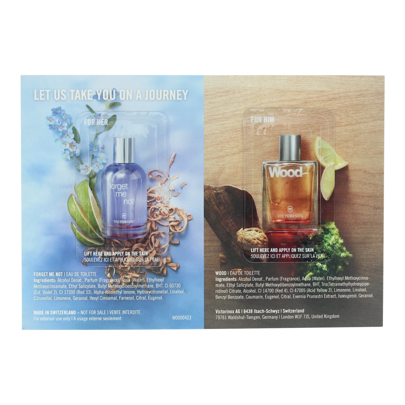 Victorinox Swiss Army Victorinox Swiss Army, Wood & Forget Me Not, Eau de Toilette, Unisex, *Muster Sample