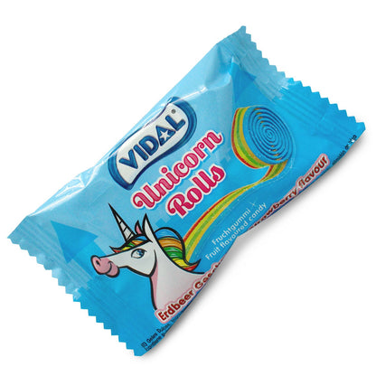 Vidal Unicorn Rolls Fruchtgummi Rolle Erdbeer 24x19g im Thekendisplay