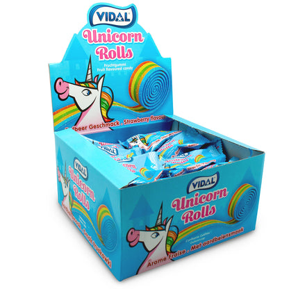 Vidal Unicorn Rolls Fruchtgummi Rolle Erdbeer 24x19g im Thekendisplay