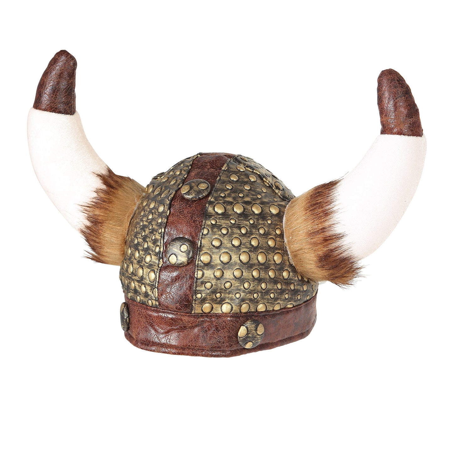 "VIKINGEHELM MIT FELL" in Lederoptik – Vorderansicht