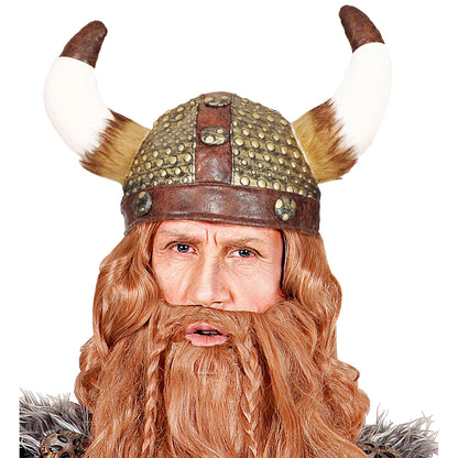 "VIKINGEHELM MIT FELL" in Lederoptik – Detailansicht